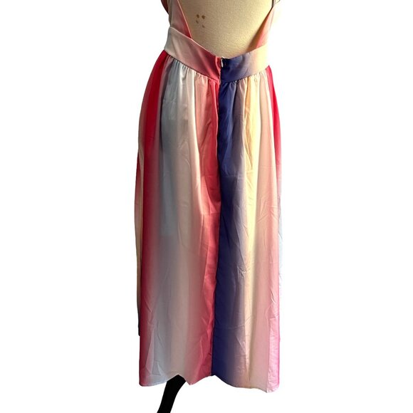 Silky Tie Die Color Splash Open Back Strappy Maxi Dress Sz Medium Womens Flowy L - Picture 13 of 14